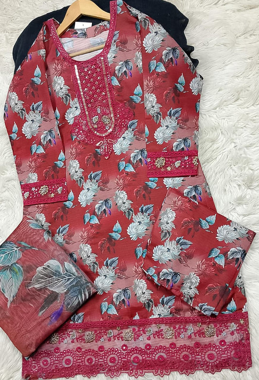 3 PIECE - EMBROIDERED LAWN SUIT