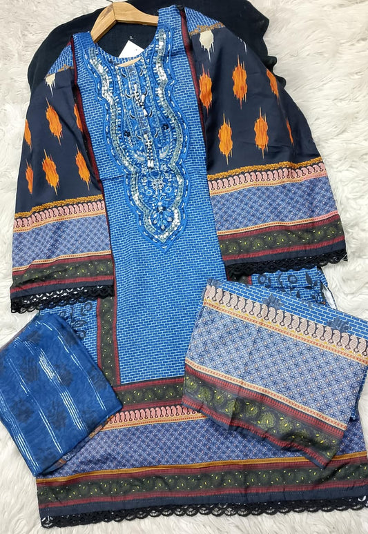 3 PIECE - EMBROIDERED LAWN SUIT