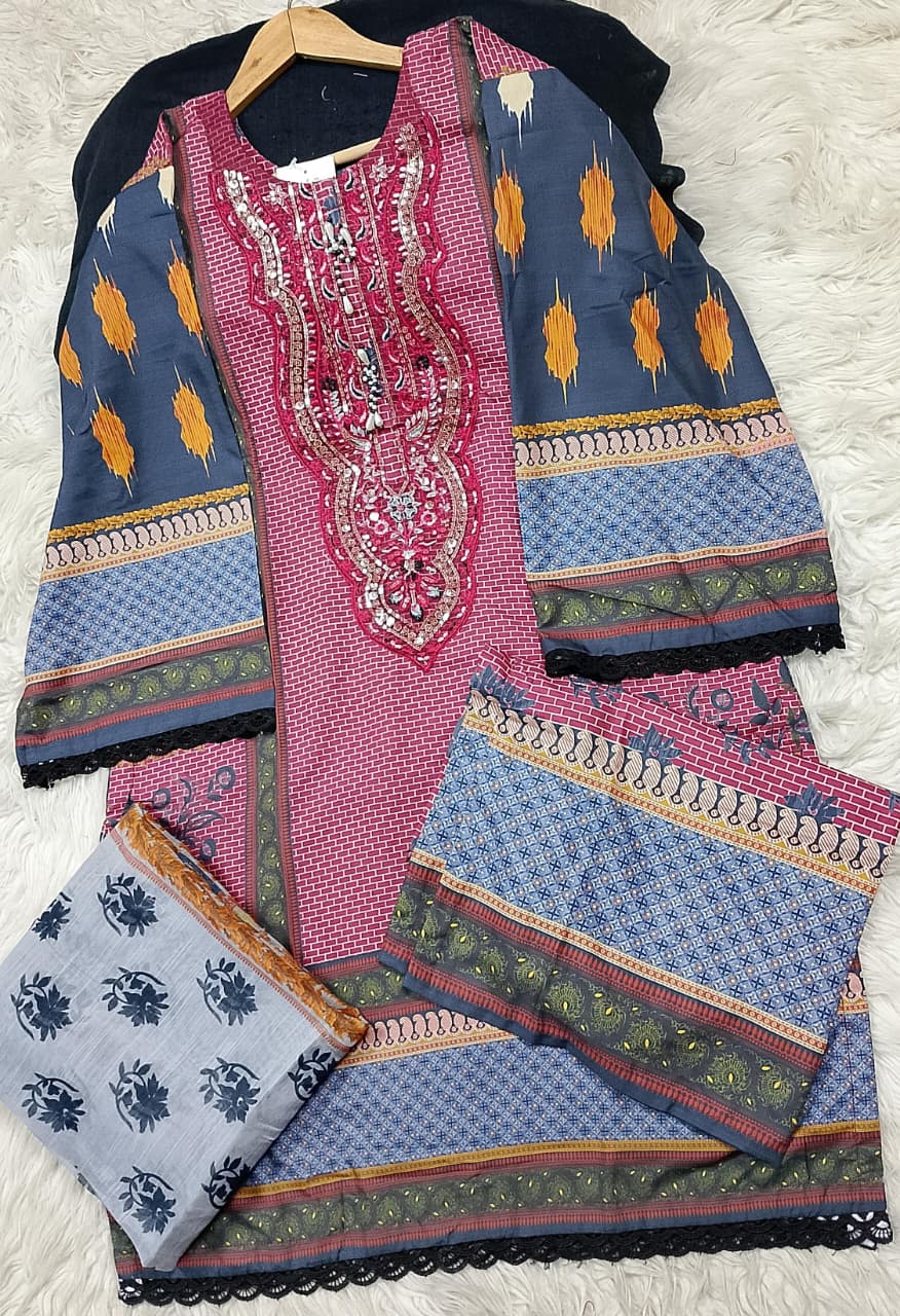 3 PIECE - EMBROIDERED LAWN SUIT