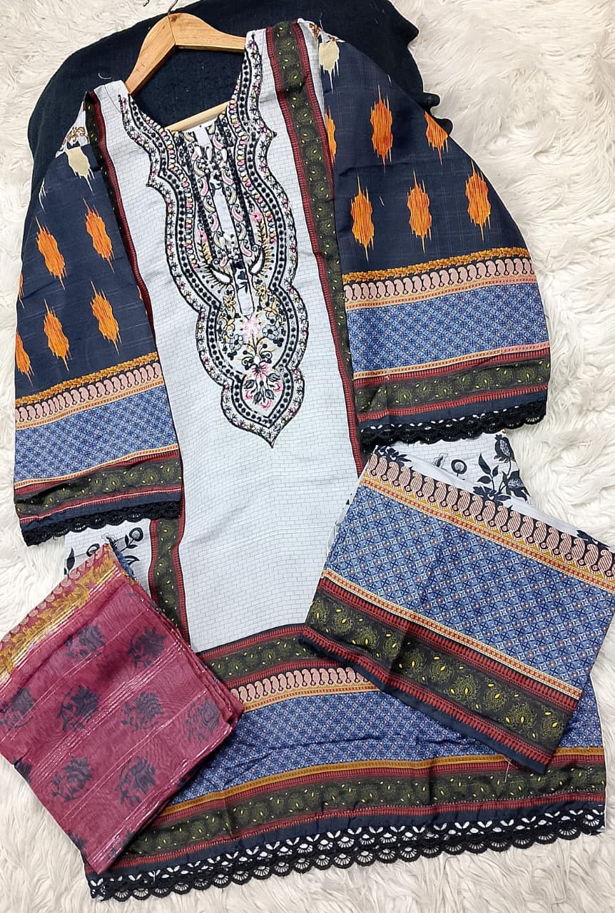 3 PIECE - EMBROIDERED LAWN SUIT