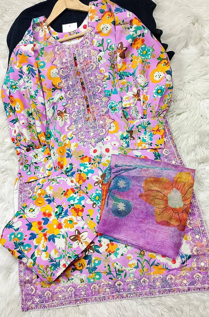 3 PIECE - EMBROIDERED LAWN SUIT
