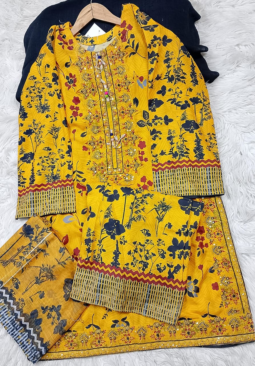 3 PIECE - EMBROIDERED LAWN SUIT