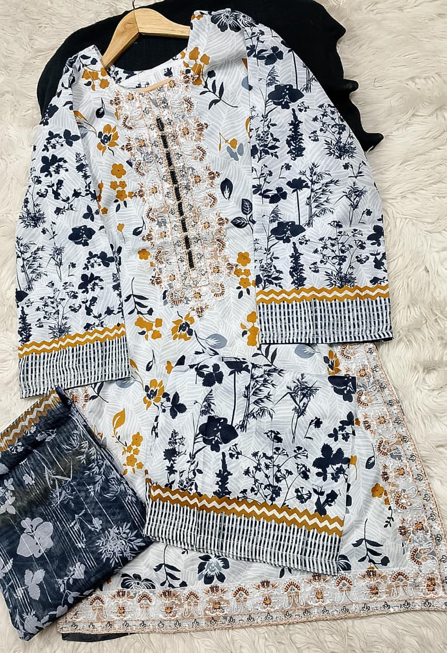 3 PIECE - EMBROIDERED LAWN SUIT