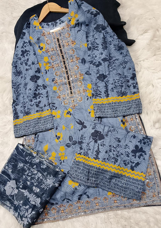 3 PIECE - EMBROIDERED LAWN SUIT