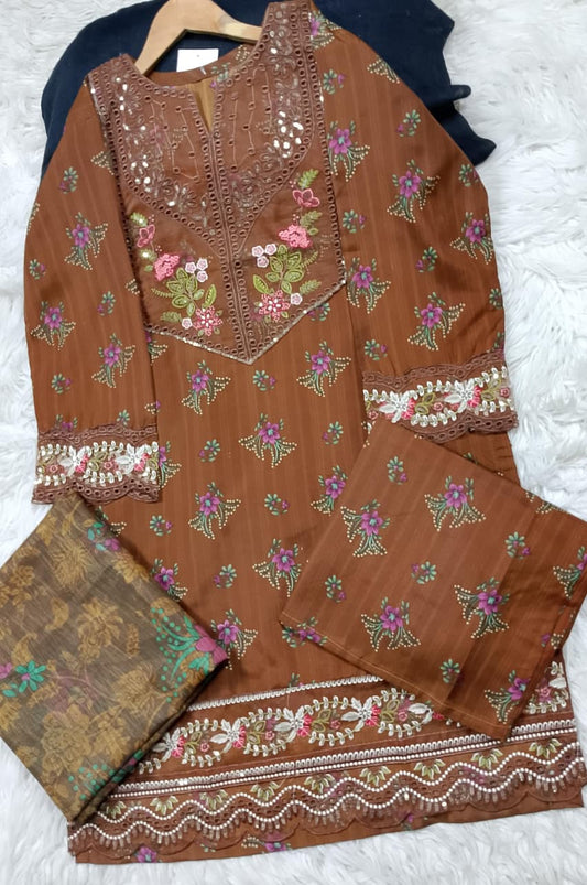 3 PIECE - EMBROIDERED LAWN SUIT