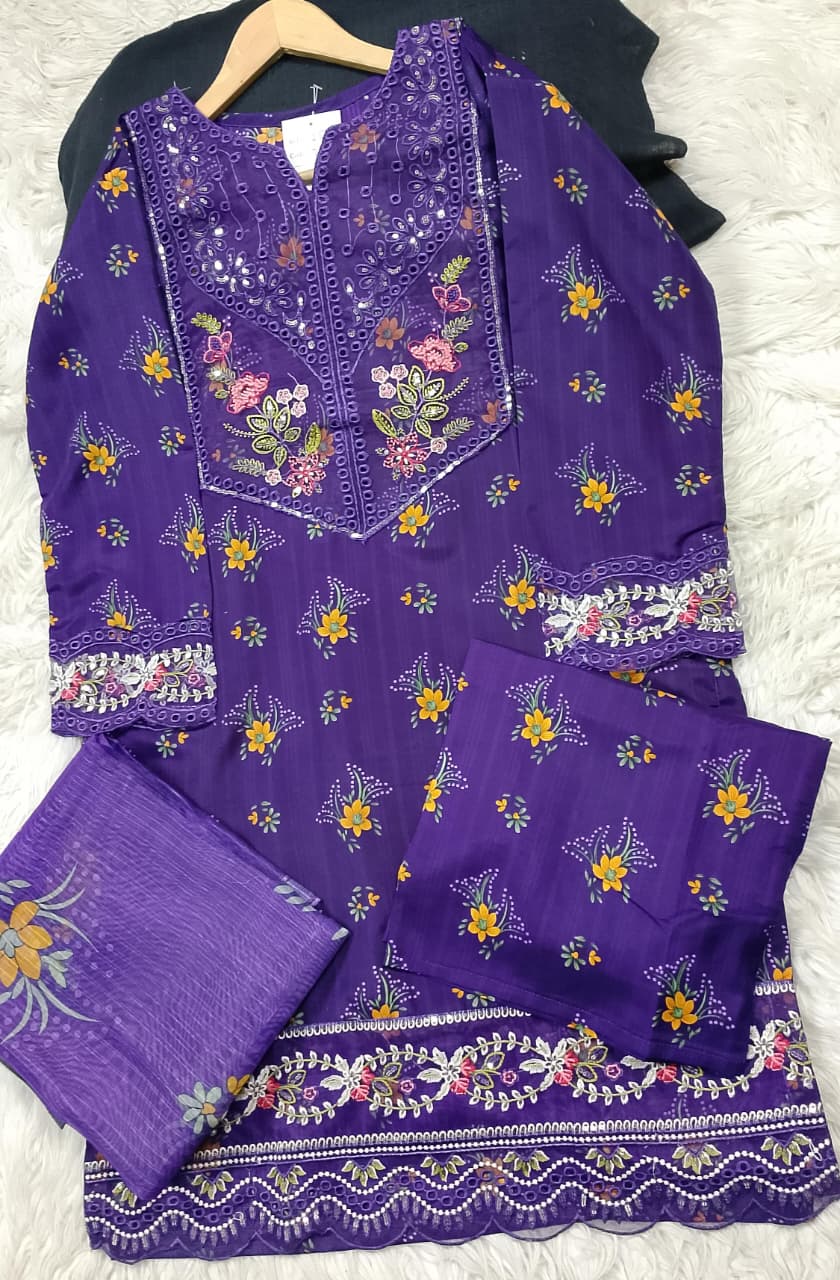 3 PIECE - EMBROIDERED LAWN SUIT