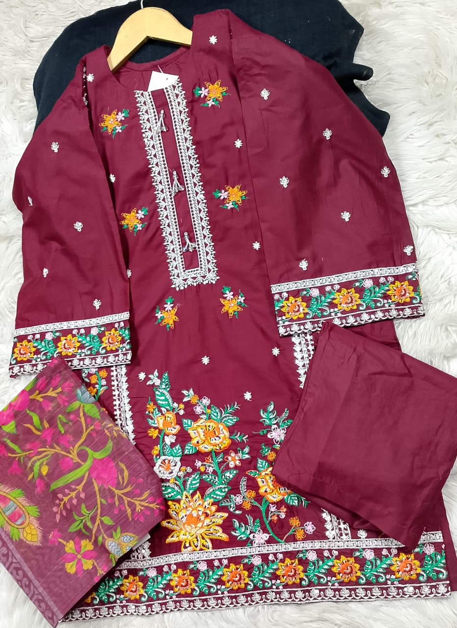 3 PIECE - EMBROIDERED LAWN SUIT