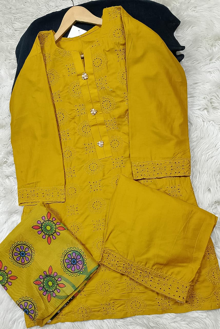 3 PIECE - EMBROIDERED LAWN SUIT