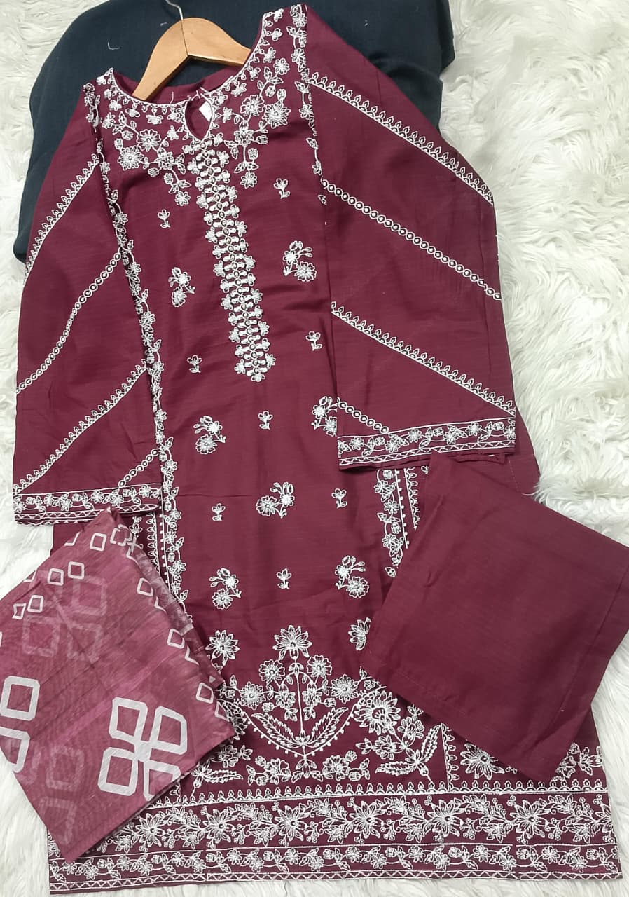 3 PIECE - EMBROIDERED LAWN SUIT