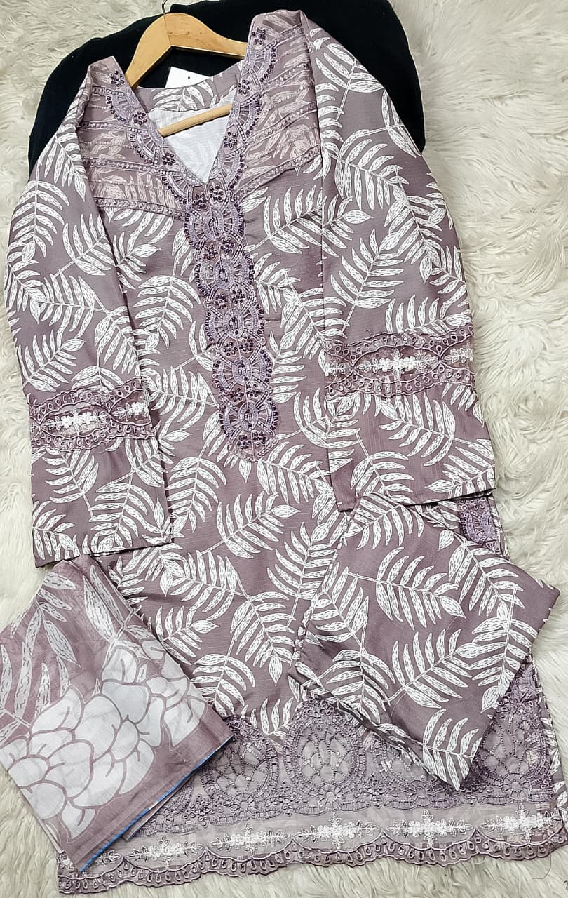 3 PIECE - EMBROIDERED LAWN SUIT