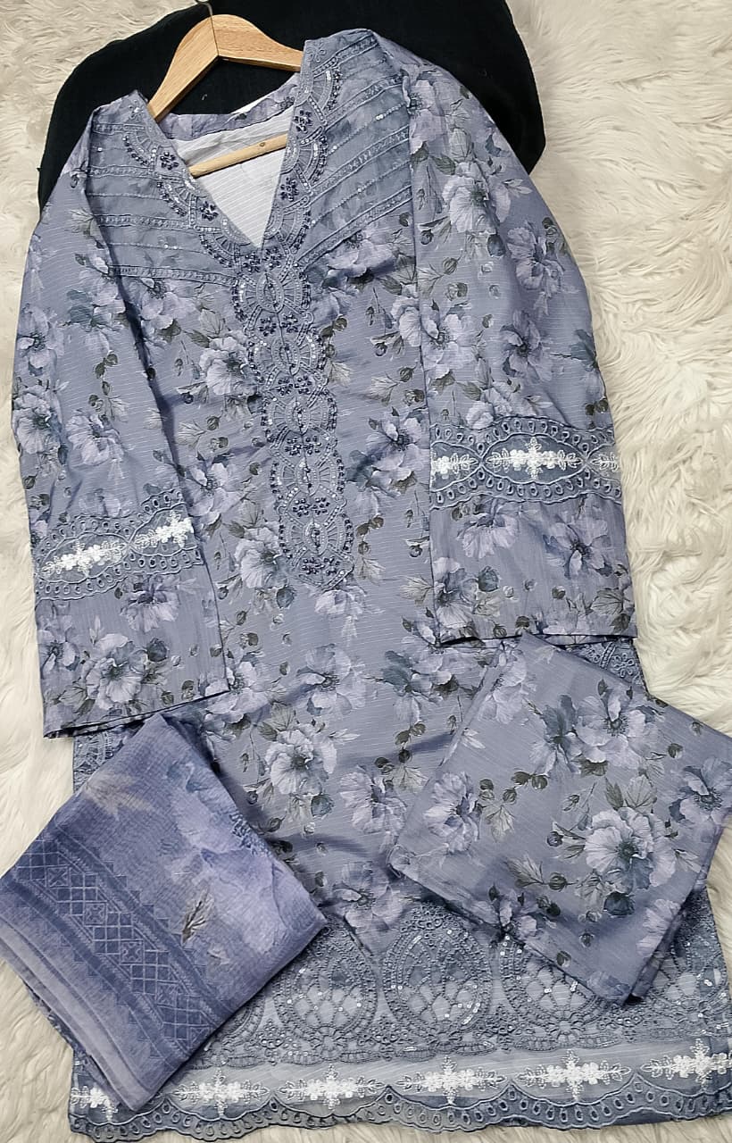 3 PIECE - EMBROIDERED LAWN SUIT