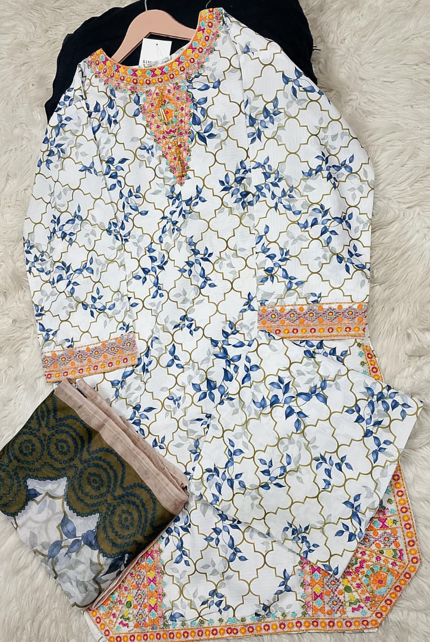 3 PIECE - EMBROIDERED LAWN SUIT