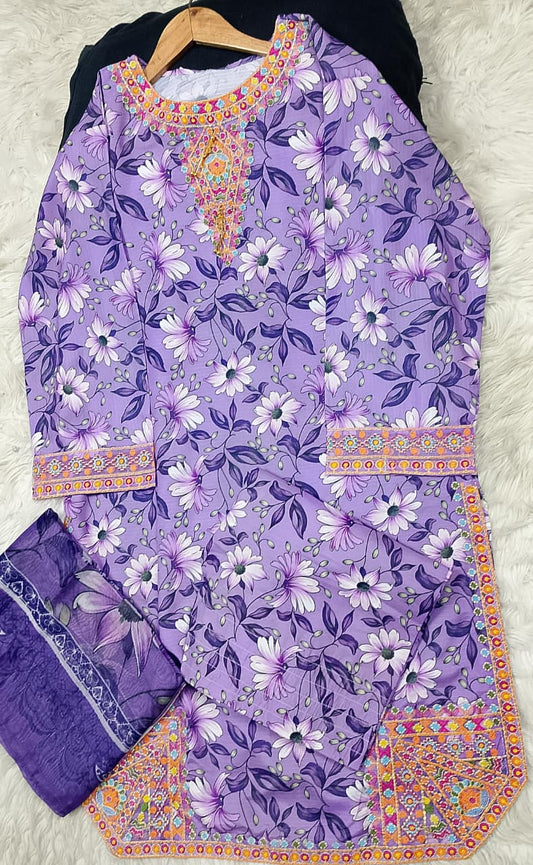 3 PIECE - EMBROIDERED LAWN SUIT