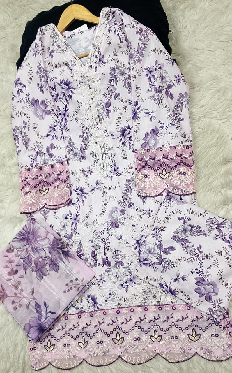 3 PIECE - EMBROIDERED LAWN SUIT
