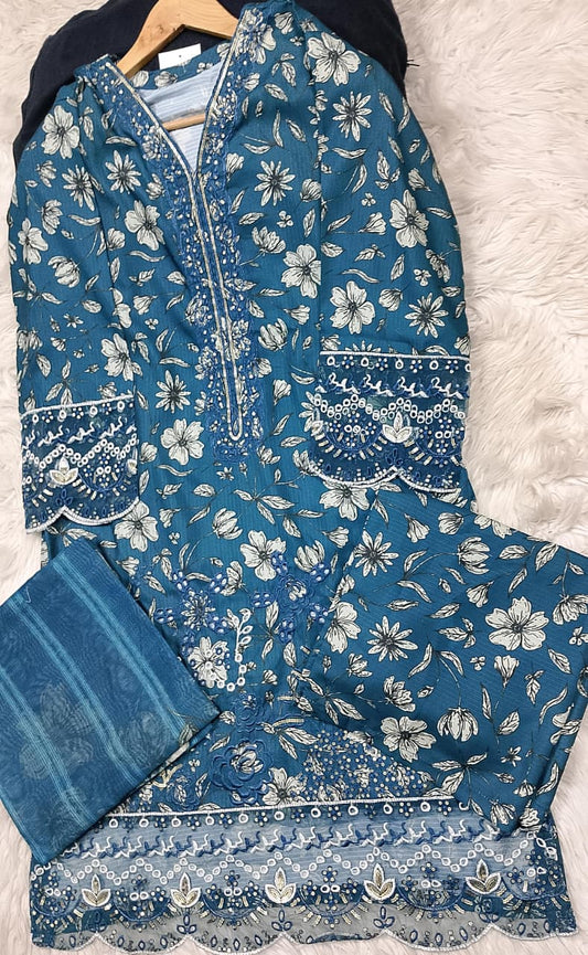 3 PIECE - EMBROIDERED LAWN SUIT