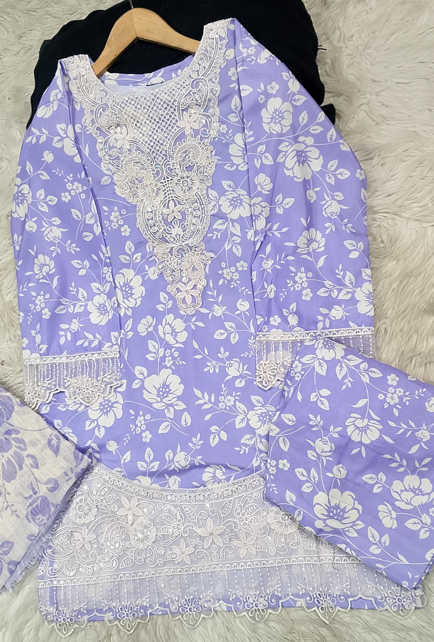 3 PIECE - EMBROIDERED LAWN SUIT