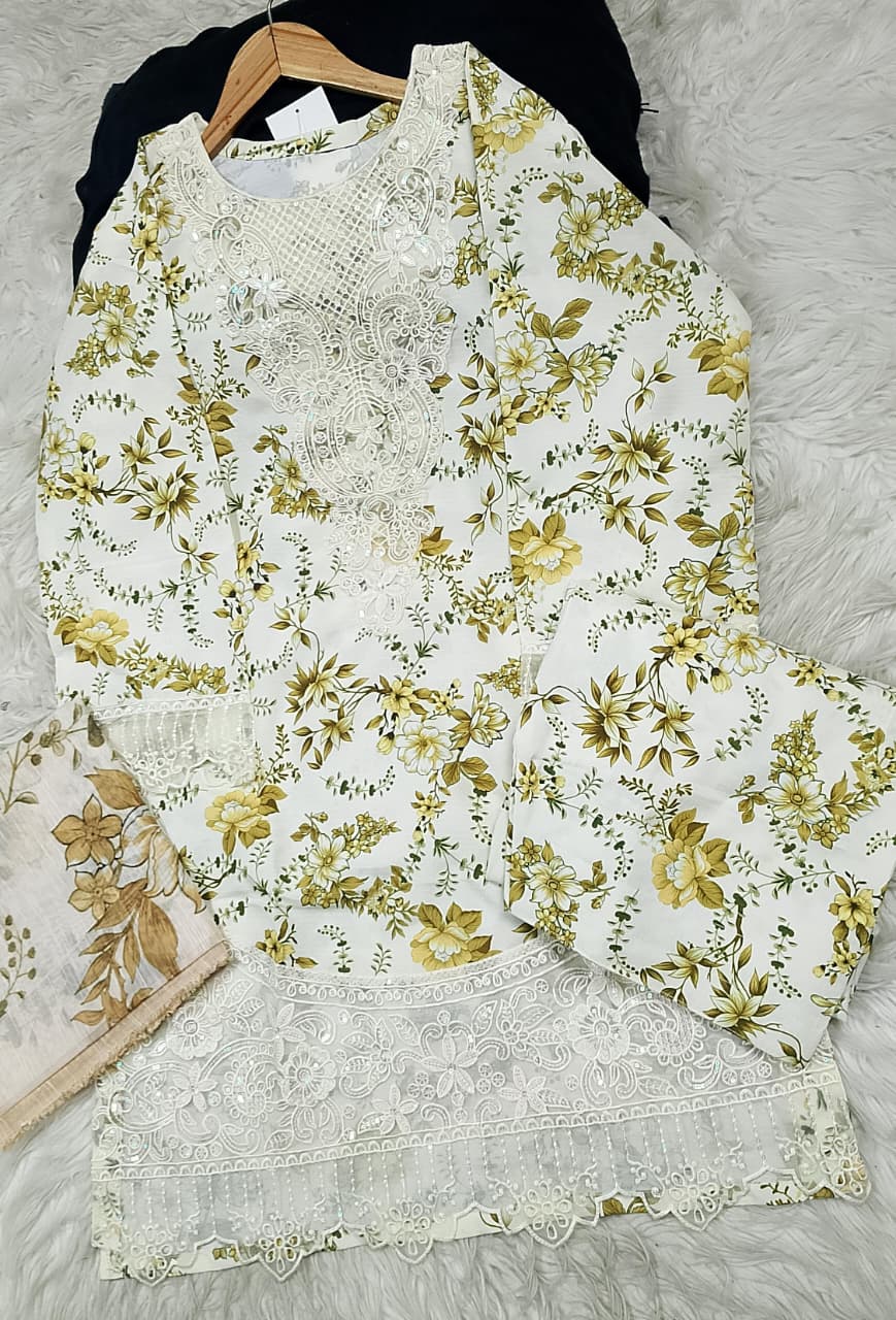 3 PIECE - EMBROIDERED LAWN SUIT