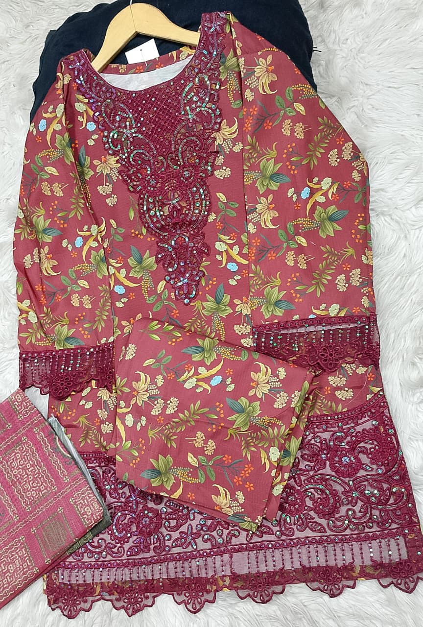 3 PIECE - EMBROIDERED LAWN SUIT