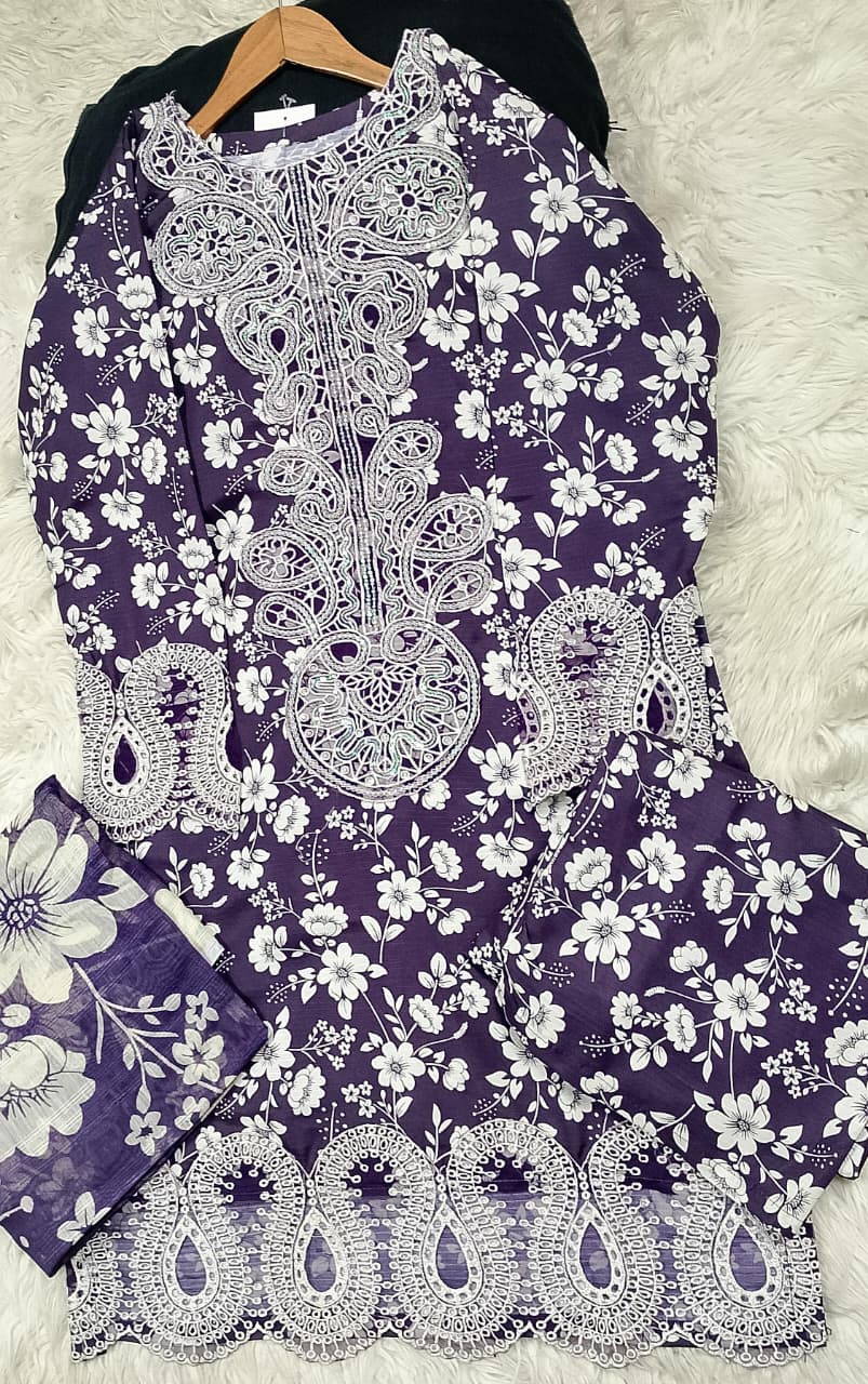 3 PIECE - EMBROIDERED LAWN SUIT
