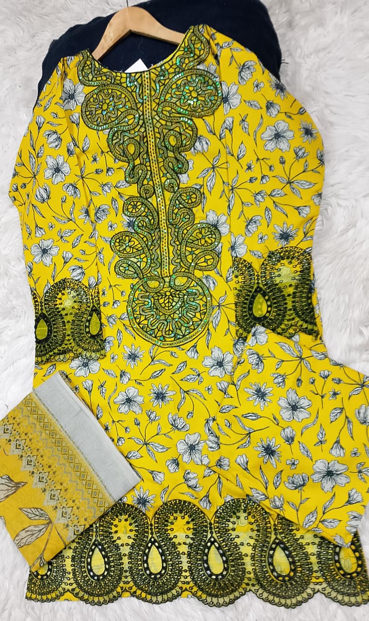 3 PIECE - EMBROIDERED LAWN SUIT
