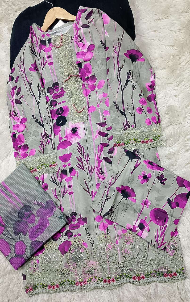 3 PIECE - EMBROIDERED LAWN SUIT