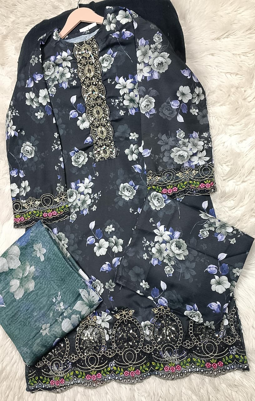 3 PIECE - EMBROIDERED LAWN SUIT