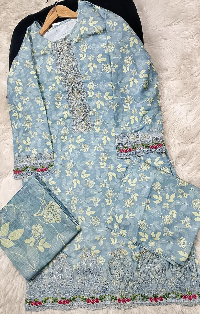 3 PIECE - EMBROIDERED LAWN SUIT