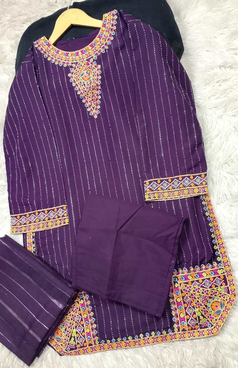 3 PIECE - EMBROIDERED LAWN SUIT
