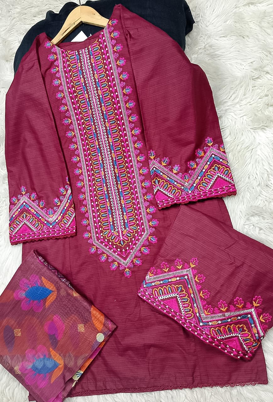 3 PIECE - EMBROIDERED LAWN SUIT