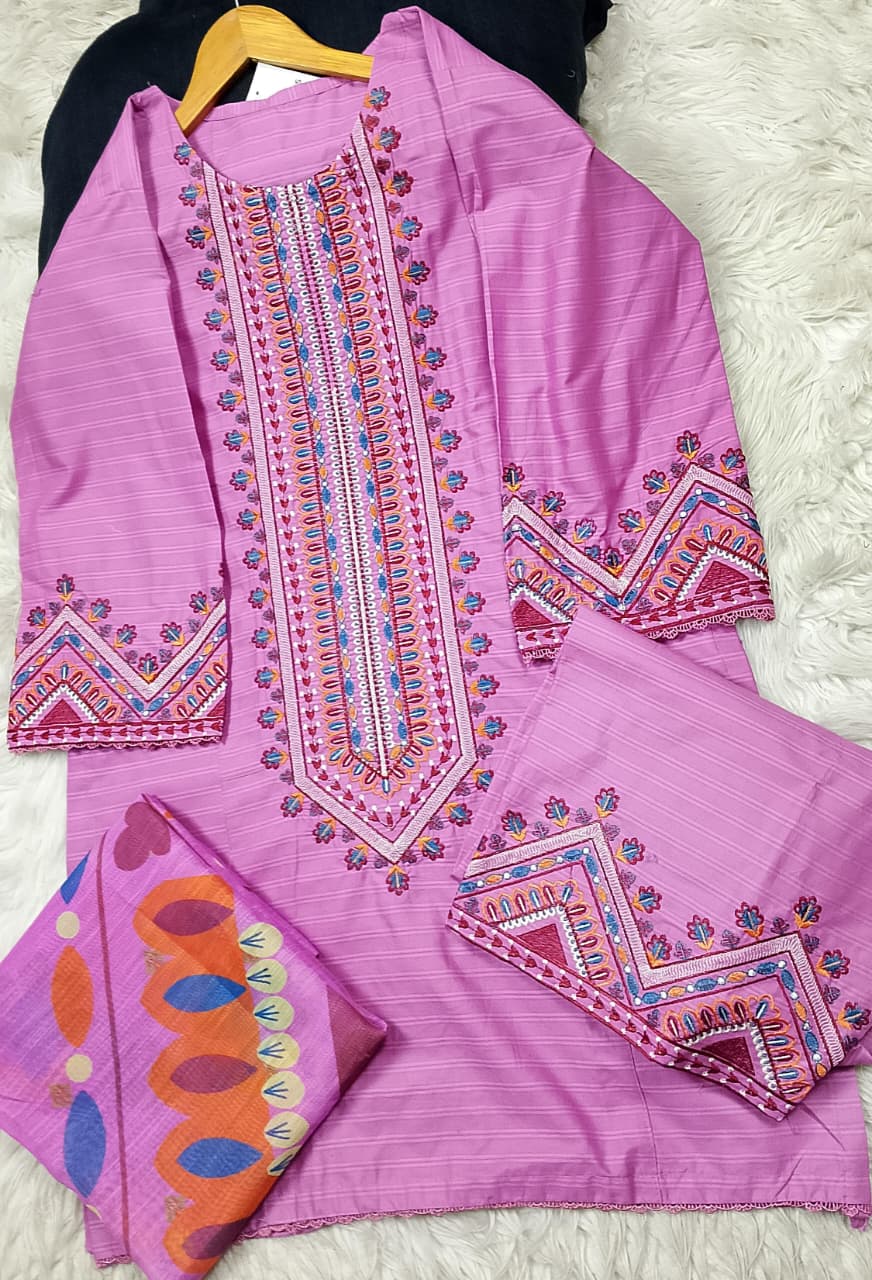 3 PIECE - EMBROIDERED LAWN SUIT