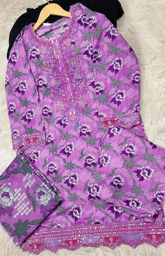 3 PIECE - EMBROIDERED LAWN SUIT