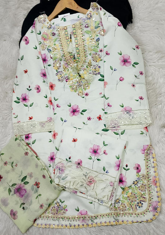 3 PIECE - EMBROIDERED LAWN SUIT