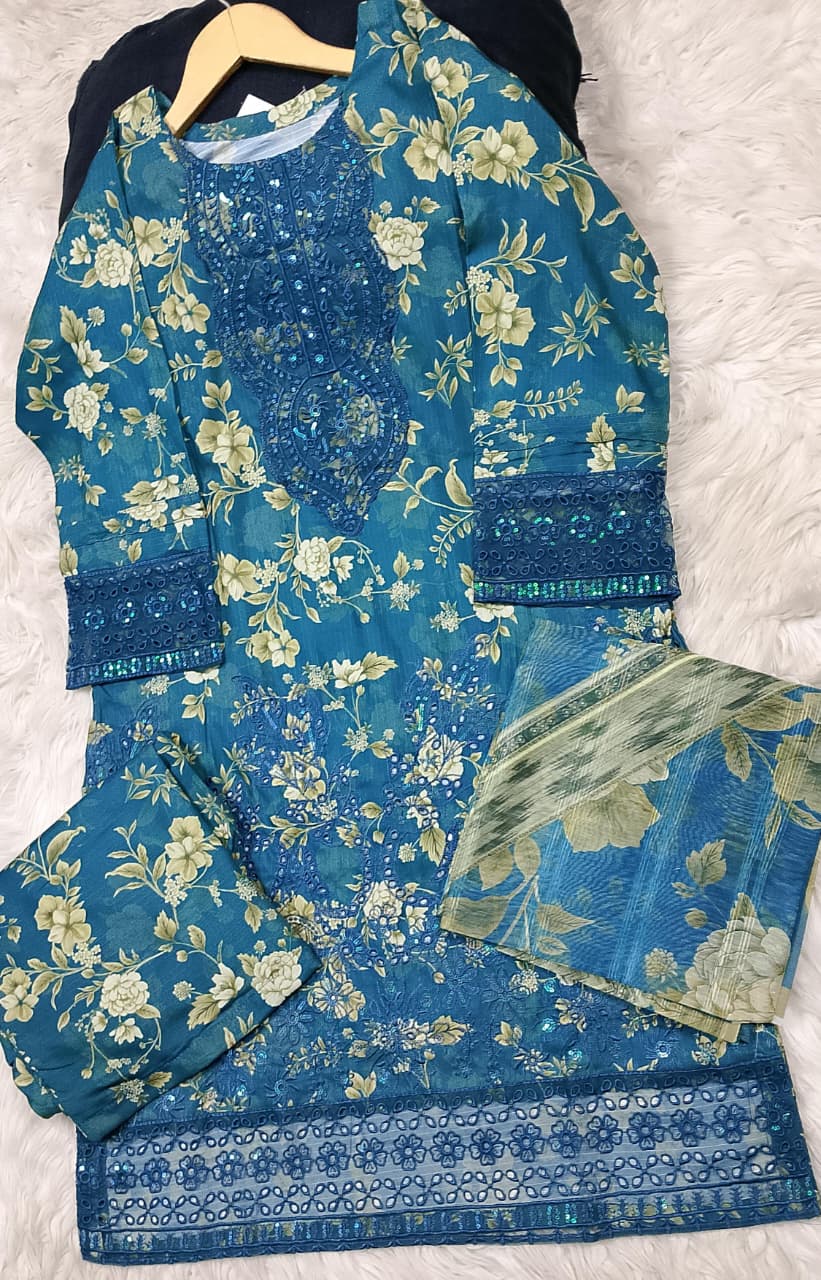 3 PIECE - EMBROIDERED LAWN SUIT