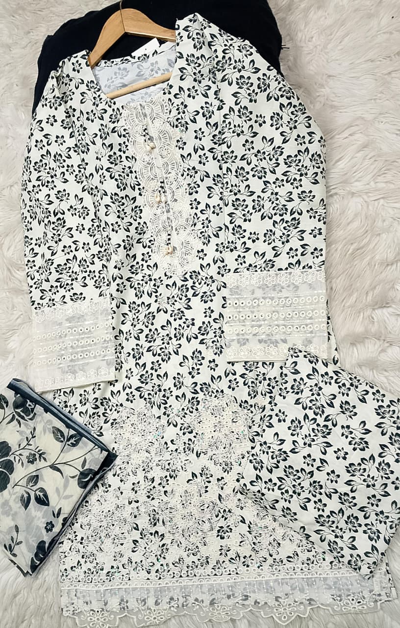 3 PIECE - EMBROIDERED LAWN SUIT
