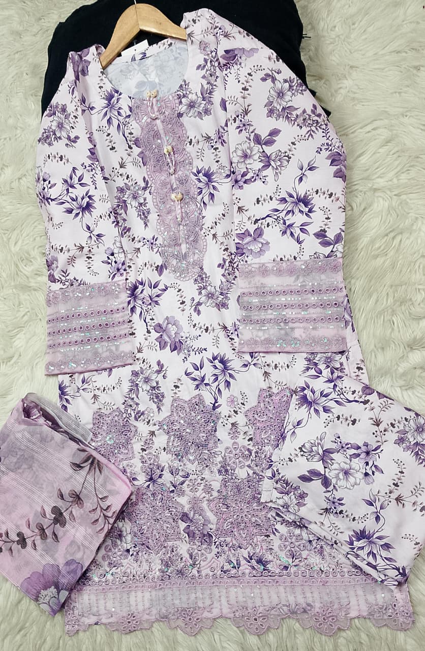 3 PIECE - EMBROIDERED LAWN SUIT