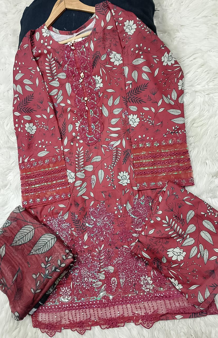 3 PIECE - EMBROIDERED LAWN SUIT