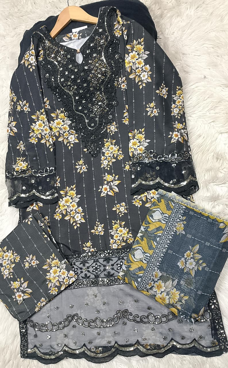 3 PIECE - EMBROIDERED LAWN SUIT