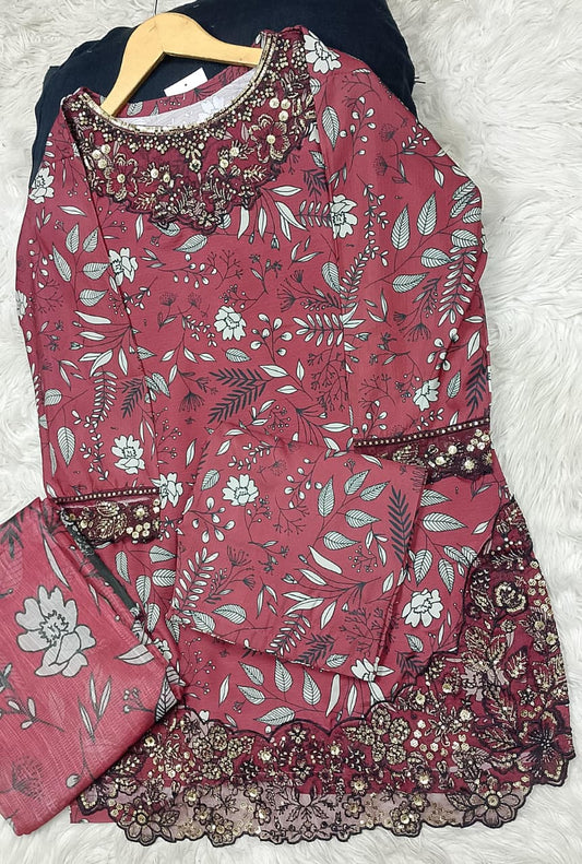 3 PIECE - EMBROIDERED LAWN SUIT