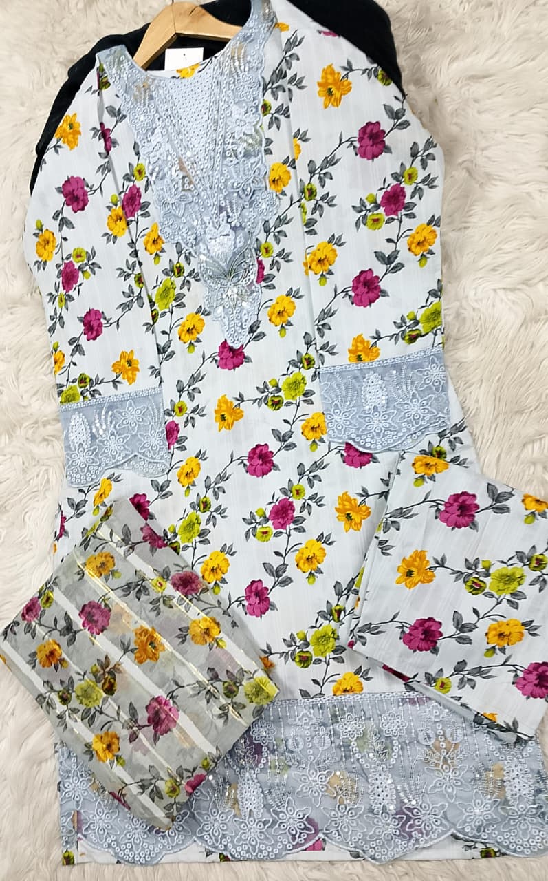 3 PIECE - EMBROIDERED LAWN SUIT