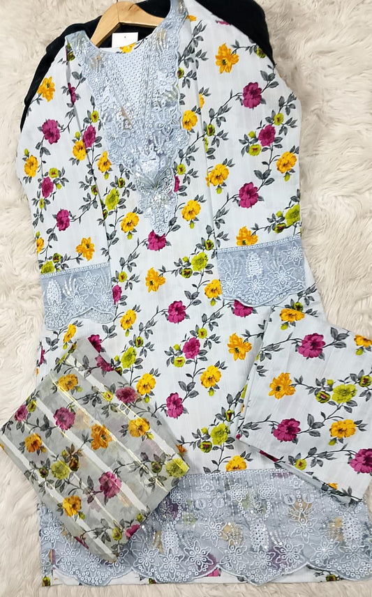 3 PIECE - EMBROIDERED LAWN SUIT
