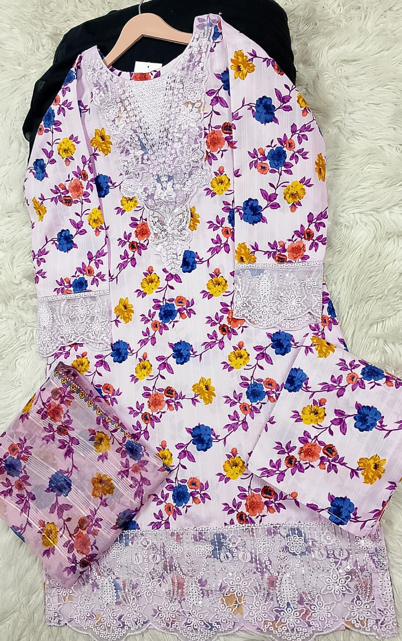 3 PIECE - EMBROIDERED LAWN SUIT