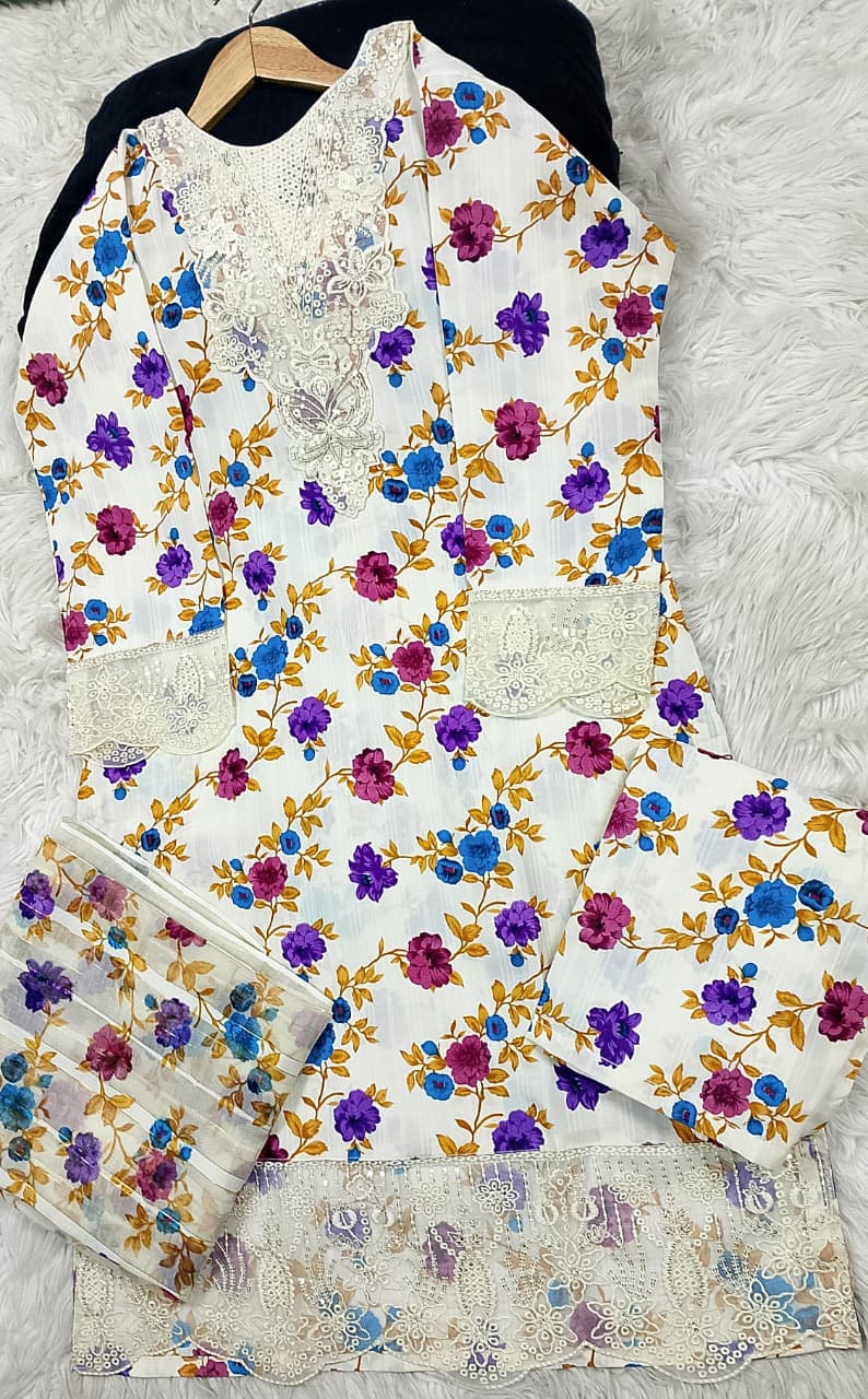 3 PIECE - EMBROIDERED LAWN SUIT