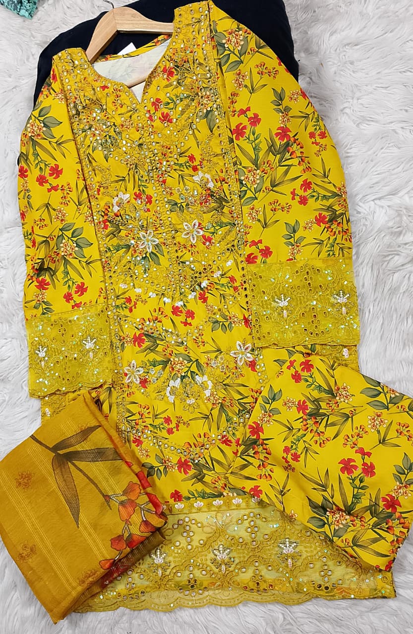 3 PIECE - EMBROIDERED LAWN SUIT