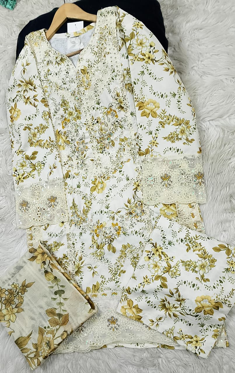 3 PIECE - EMBROIDERED LAWN SUIT