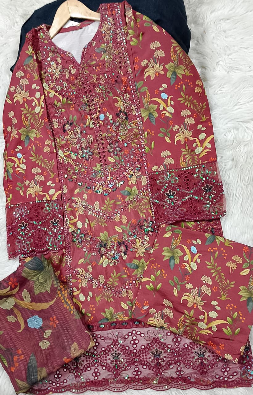 3 PIECE - EMBROIDERED LAWN SUIT