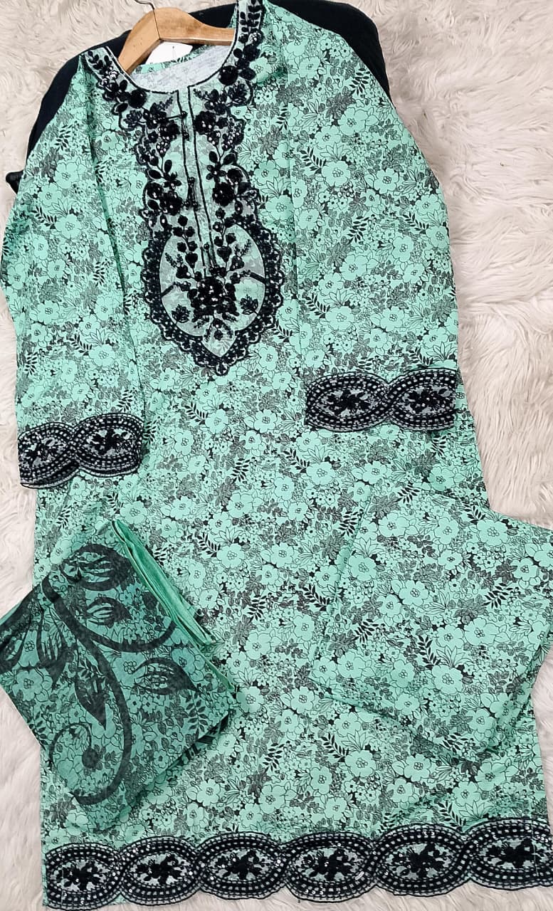 3 PIECE - EMBROIDERED LAWN SUIT