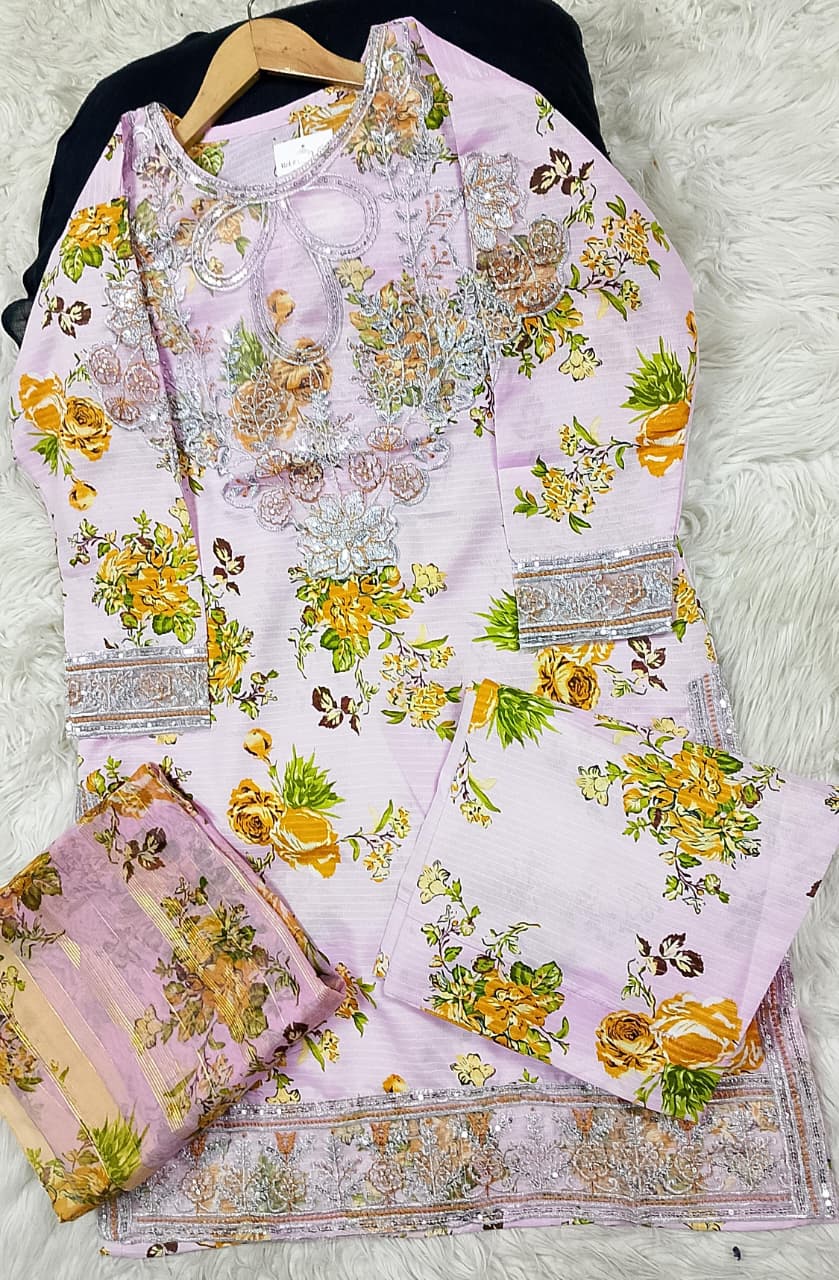 3 PIECE - EMBROIDERED LAWN SUIT