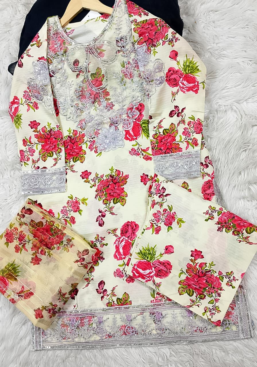 3 PIECE - EMBROIDERED LAWN SUIT