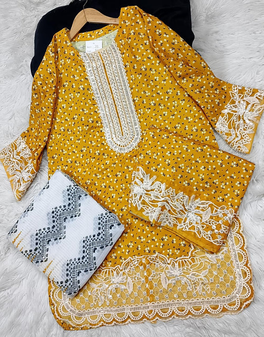 3 PIECE - EMBROIDERED LAWN SUIT