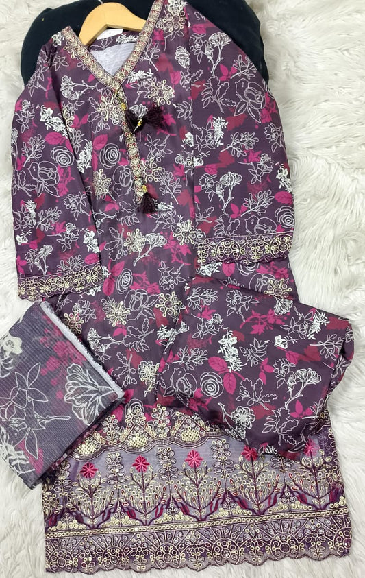 3 PIECE - EMBROIDERED LAWN SUIT